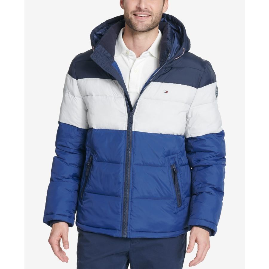 トミーヒルフィガー ダウンジャケット ダウン アウター Tommy Hilfiger ブルー ストライプ メンズ 海外限定 取り寄せ Stone1 ヤフー店 通販 Yahoo ショッピング