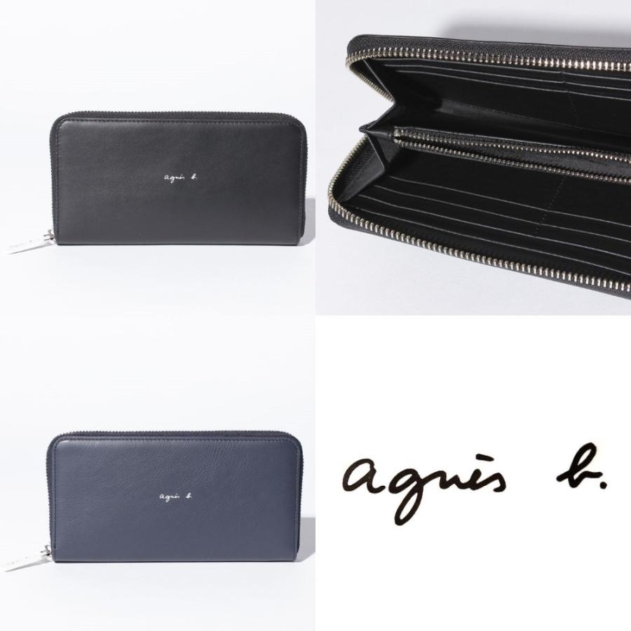 アニエスベー Agnes B 財布 ロゴ 長財布 ロングウォレット ラウンドジップ ロゴ レザー 牛革 ブラック ネイビー レディース 取り寄せ Stone1 ヤフー店 通販 Yahoo ショッピング