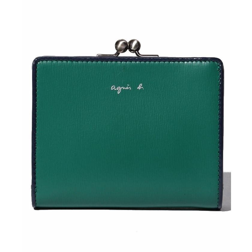 アニエスベー Agnes B 財布 二つ折り ウォレット がま口 ロゴ レザー グリーン 牛革 レディース 取り寄せ Stone1 ヤフー店 通販 Yahoo ショッピング