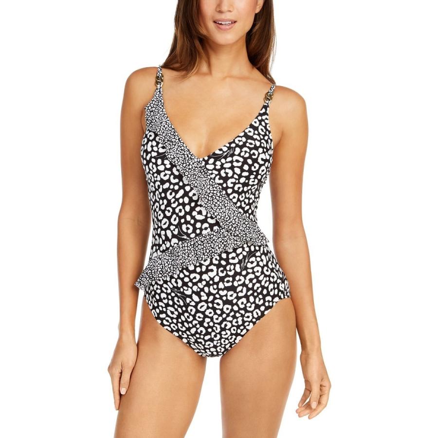 マイケルコース Michael Kors ワンピース 水着 ロゴ スイムウェア チーター柄 アニマル柄 ブラック ホワイト レディース 取り寄せ Www Yoradio Com