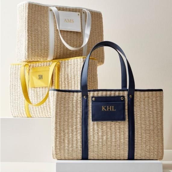 セール値引き品 かごバッグ ポッタリーバーン 名入れ オリジナル Pottery Barn イニシャル Pottery Palermo Palermo トートバッグ 取り寄せ おしゃれ 日本未入荷 取り寄せ 半額以下