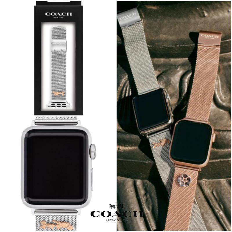 コーチ Coach アップルウォッチ バンド ベルト 38/40mm Apple Watch シルバー レディース 取り寄せ
