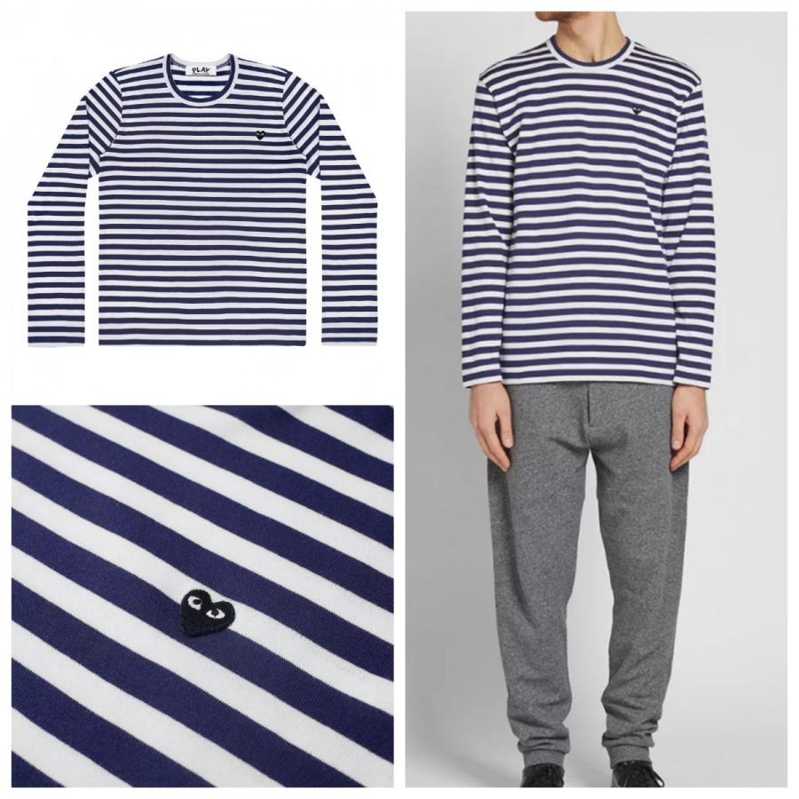 コムデギャルソン ロンt 長袖tシャツ ボーダー ブラックハート ロゴt ロゴtシャツ プレイ ハート ロゴ Play Heart Logo Comme Des Garcon 取り寄せ Jsonic Ca