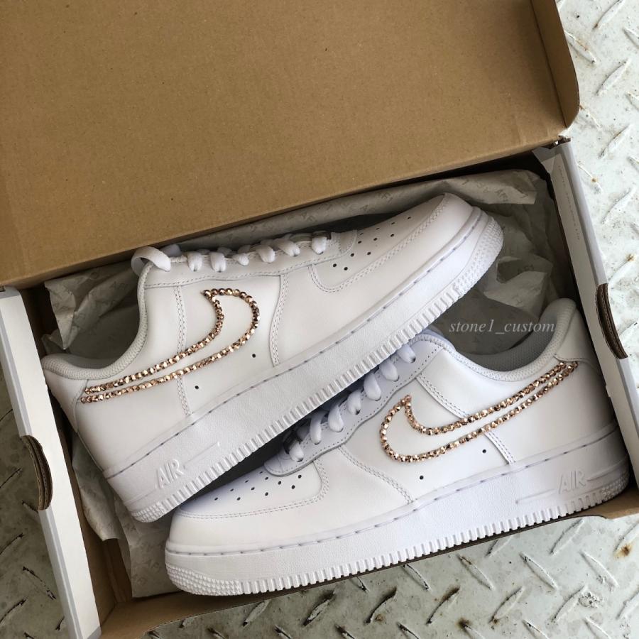 目玉 送料無料 ナイキ Nike エアフォース 1 Air Force 1 エアフォースワン クリスタル カスタム ローズゴールド メンズ レディース スニーカー 格安人気 Lace Org Br