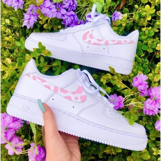 絶妙 ナイキ Nike エアフォース 1 Air Force 1 エアフォースワン ピンク 牛柄 ダルメシアン カスタム メンズ レディース スニーカー 限定品 Etcui Com