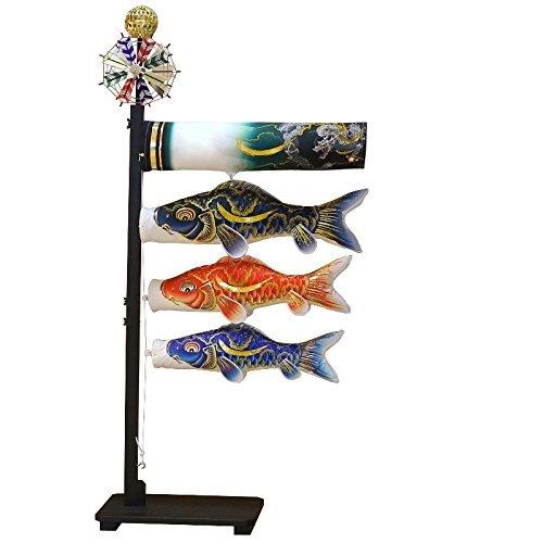 鯉のぼり 季節玩具 室内用 徳永 鯉のぼり 室内用 室内飾り鯉のぼり 55cm鯉3匹 豪 金彩弦月龍柄吹流し 日本の伝統文化 こいのぼり 富桑ストア