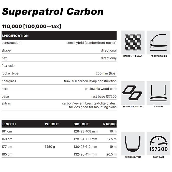 Majesty マジェスティ スキー板 Superpatrol Carbon 板単品 23-24 モデル｜fusosports｜04