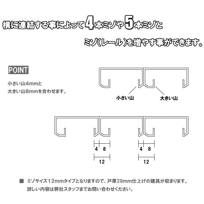 鴨居・面付アルミレールセット　長さ1820ｍｍ（1本引きタイプ）横に連結して2本・3本ミゾに。 |  | 03