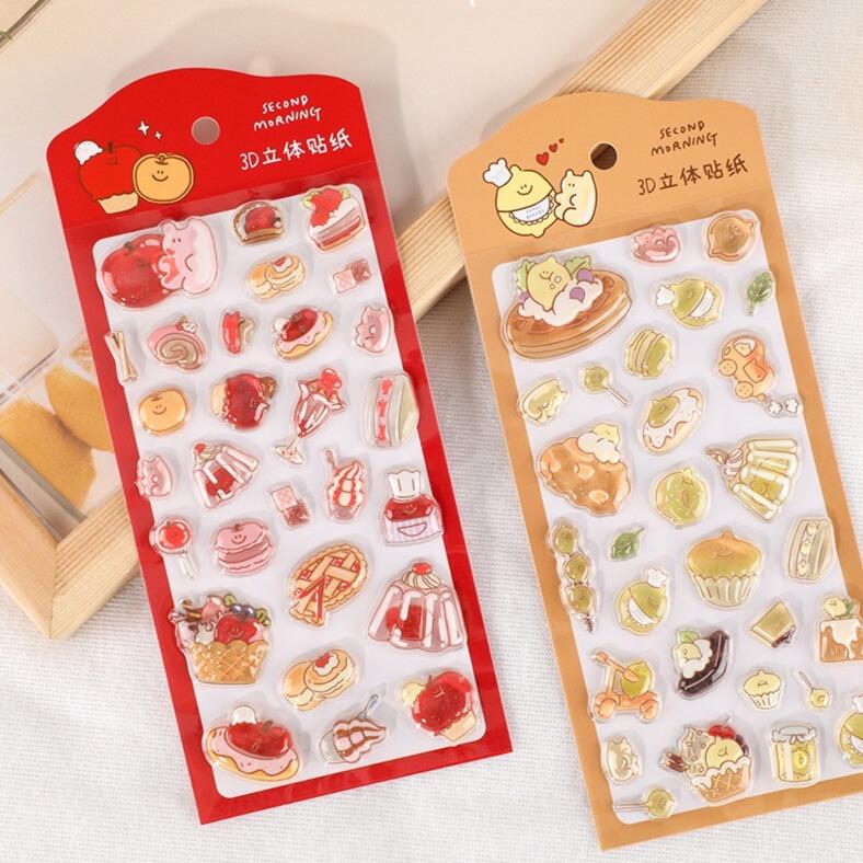 シール2シートセット　ボンボン　ぷっくり 2枚セット 装飾用 ボンボンシール 3D 可愛い シール 立体 ドロップ
