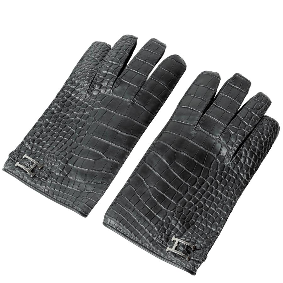 中古 ＜エルメス / HERMES＞ グローブ 手袋 クロコダイル ラムスキン 8