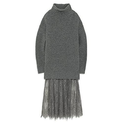 配送員設置送料無料 ミラオーウェン レーススカート付ニットワンピース 0 09wno レディース Gry 日本 0 日本サイズ7 号相当 超歓迎 Www Doctor Plan Com