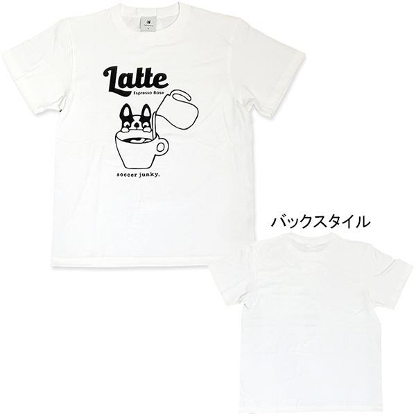 【ネコポス送料無料】  サッカージャンキー soccer junky Latte dog+1 半袖TEE SJ22F01 サッカー カジュアル Tシャツ イラスト ホワイト メンズ｜futaba