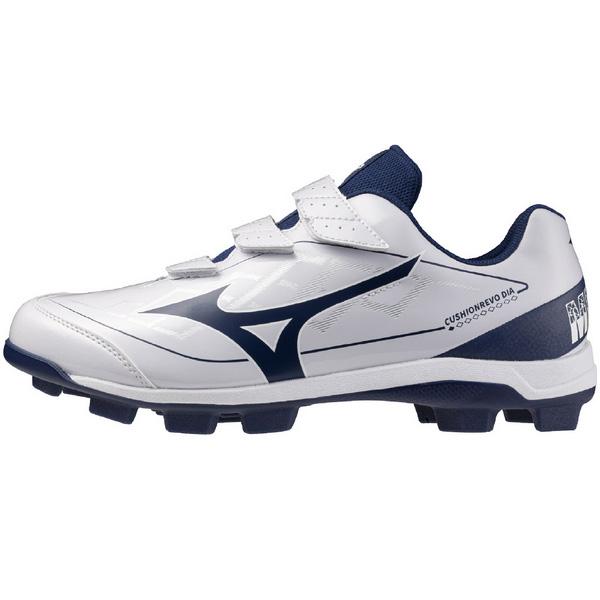 ミズノポイントスパイク ホワイト/ブルー27.０センチ ミズノ（MIZUNO）（メンズ）野球スパイク ポイント ウエーブライトレボ