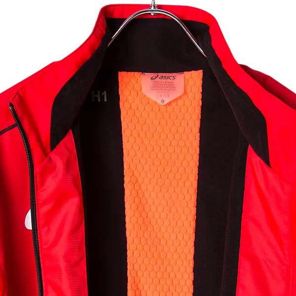 asics フード付きロングジャケット 赤 asics フード付きロングジャケット 赤