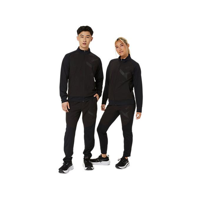 美品○アシックス　AIMハイブリッドフリース&ドライニットジャージ上下2点まとめ アシックス(asics) スウェットジャケット AIM TRGハイブリッドフリース