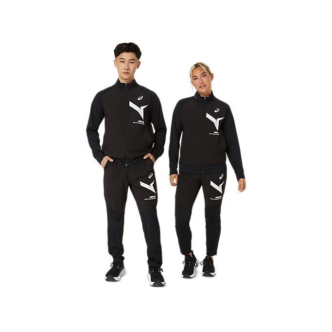 美品○アシックス　AIMハイブリッドフリース&ドライニットジャージ上下2点まとめ アシックス(asics) スウェットジャケット AIM TRGハイブリッドフリース