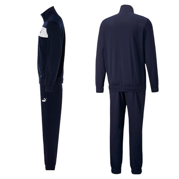 PUMA プーマ　上下セットアップ　青　ストライプ　光沢　スポーツジム　部活 PUMA（プーマ） ジャージ上下セット ポリ トレーニングスーツ 部活