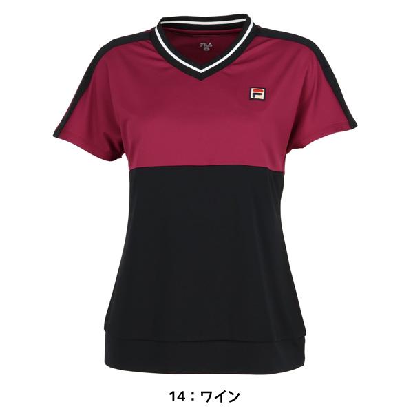 【ネコポス送料無料】フィラ FILA テニスウエア ツートーン VネックTシャツ レディース VL2707｜futabaathlete｜08