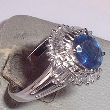 pt900サファイア0.87メレダイヤ0.45ct取り巻きリング used質屋出品