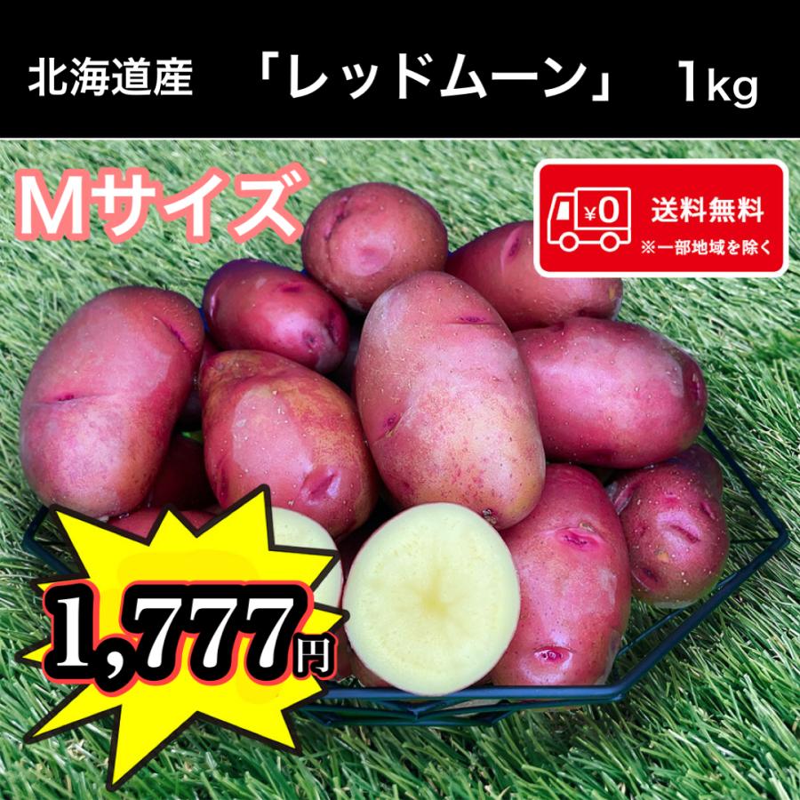 希少じゃがいも 北海道産 レッドムーン Mサイズ 1kg 送料無料 お試し