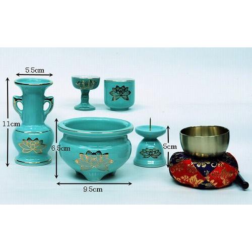 仏具 仏具5点セット 青磁 りん付 : 仏壇・仏具ふたきやヤフーショップ