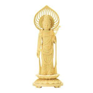 仏像 仏具 白木 丸台座 宝珠光背 聖観音菩薩 ３．０