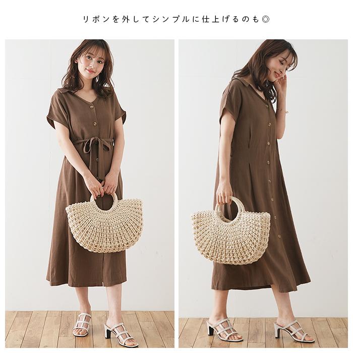 ワンピース フロントボタン 襟付き ロングワンピース リネンブレンド 麻 羽織 ガウンワンピース 半袖 Vネック 韓国 襟付きフロントボタンワンピース フューティアランド 通販 Yahoo ショッピング