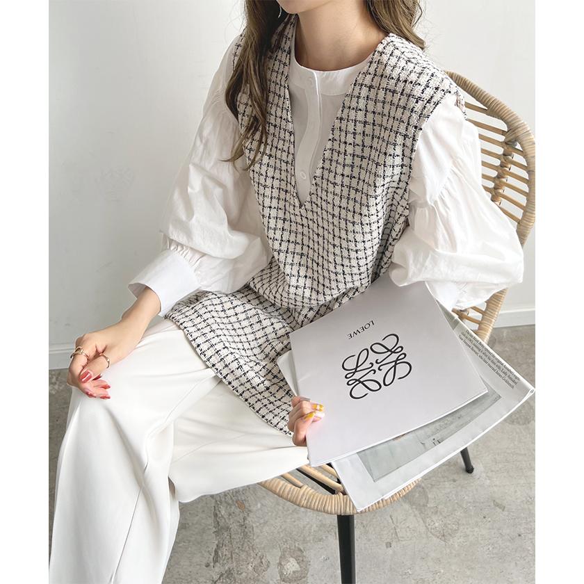 Futier Land（フューティアランド） Vネック ベスト ツイード オフィス