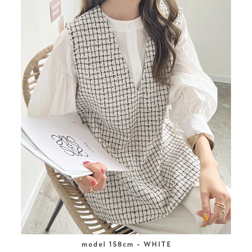 Heve ツイード　Vネック ベスト 楽天市場】 ツイード Vネック ベスト レディース 20代 30代 40代