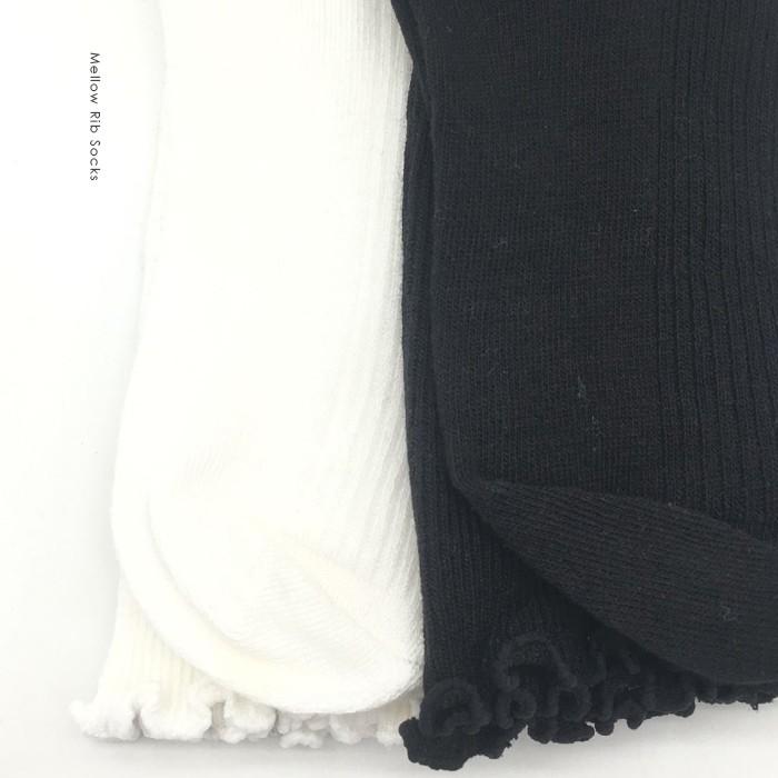 ソックス 靴下 リブソックス クルーソックス ホワイト ブラック メロー 韓国 ファッション  メローリブソックス｜futier-land｜09