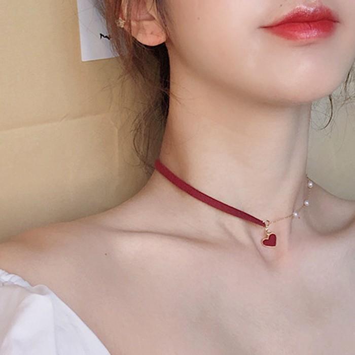 ハート チョーカー ネックレス ハーフ ドッキング アクセサリー パール 韓国 ファッション ハーフドッキングチョーカーネックレス フューティアランド 通販 Yahoo ショッピング