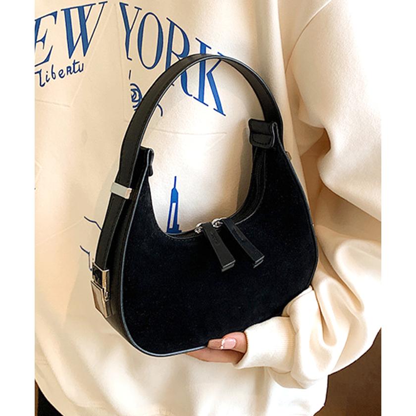 限定✨ 非売品 ✨ ブラック ベルベット ハンドバッグ ベルベットボウ ルーシュドトップハンドルバッグ - ブラック | CHARLES