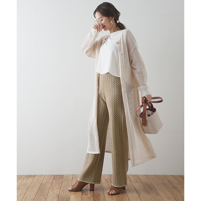 ニットパンツ ジャガードパンツ ニット ジャガード ワイドパンツ 柄パンツ 小紋柄 ボトム 韓国 ファッション 小紋柄ジャガードストレートパンツ フューティアランド 通販 Yahoo ショッピング