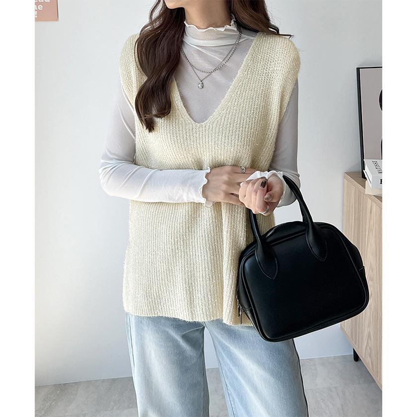 Futier Land（フューティアランド） ニット ベスト キラキラ ラメ V