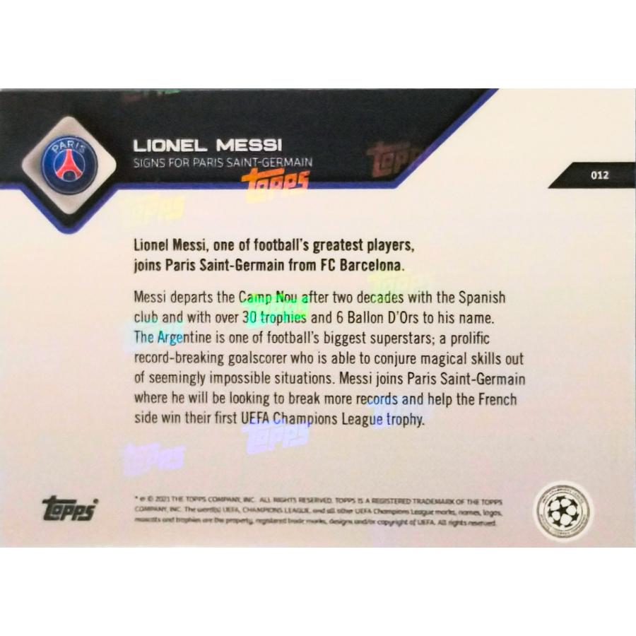 リオネル・メッシ #0012 パリ・サンジェルマンと契約 LIONEL MESSI SIGNS FOR PARIS SAINT-GERMAIN 2021 Soccer Topps Now | Topps | 01