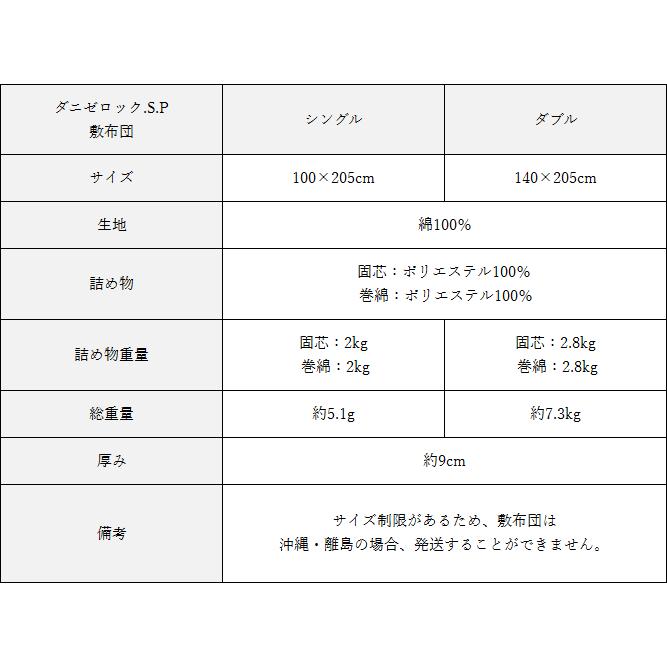 防ダニ布団 敷き布団 ダニゼロックsp シングル アフターも充実 布団クリーニングはお任せ！ 【100×205cm】_1