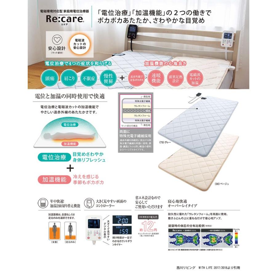最新版 西川リビング リケア Re Care シングル 100 0 電磁環境対応型 家庭用電位治療器 電位治療 加温機能温熱 Tfp103 24 Recare S 羽毛布団専門店ふとんdeハッピー 通販 Yahoo ショッピング