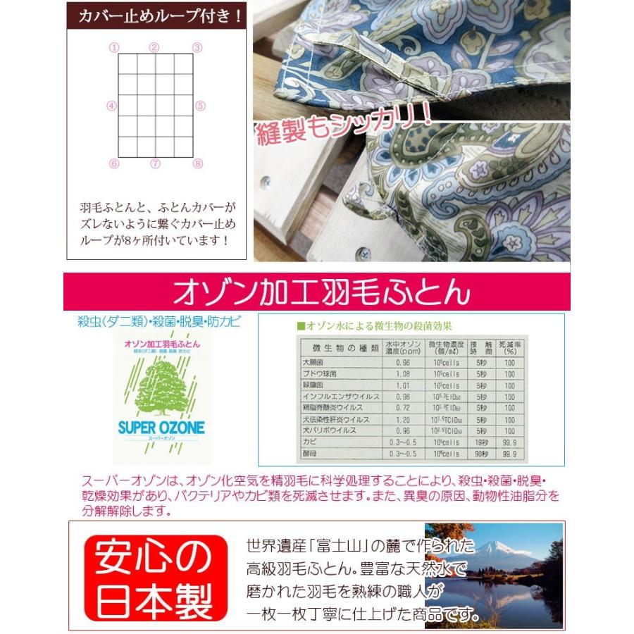 80サテン超長綿 羽毛合掛ふとん ダブル ハンガリー産 ホワイトマザー