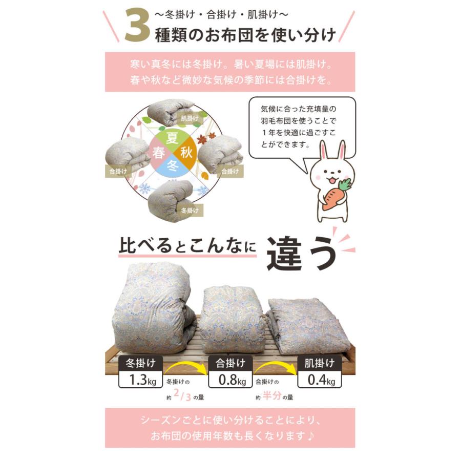 羽毛布団 夏用 羽毛肌布団 グース93% ダブル 190×210 立体キルト 80