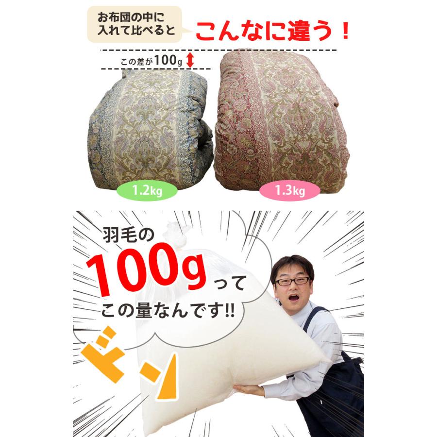 羽毛布団 冬用 ダウン93% セミダブル 170×210 ツインキルト 二層 80サテン 超長綿 綿100％ ハンガリー産 1.4kg 1.5kg 1.6kg 1.7kg 1.8kg タキリビング_4
