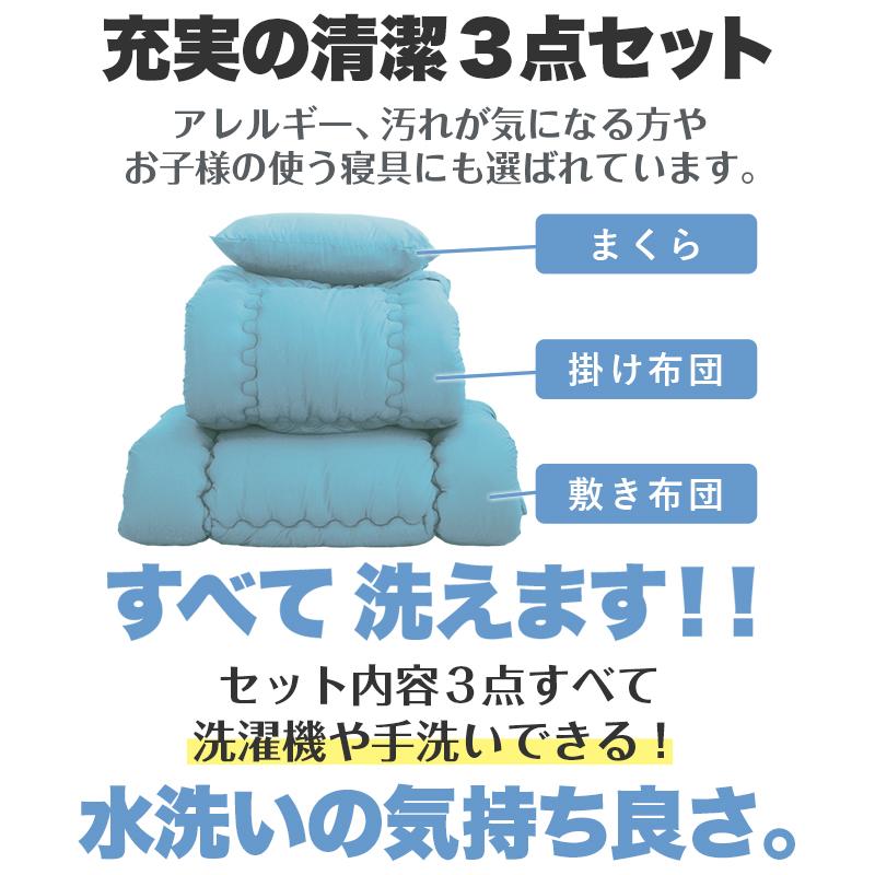 【新品未使用】ふわとろ清潔布団4点　カラー：ネイビー　在庫　4点 EMOOR（エムール） 日本製 布団 4点 セット ダブル 「カイザー2」 綿
