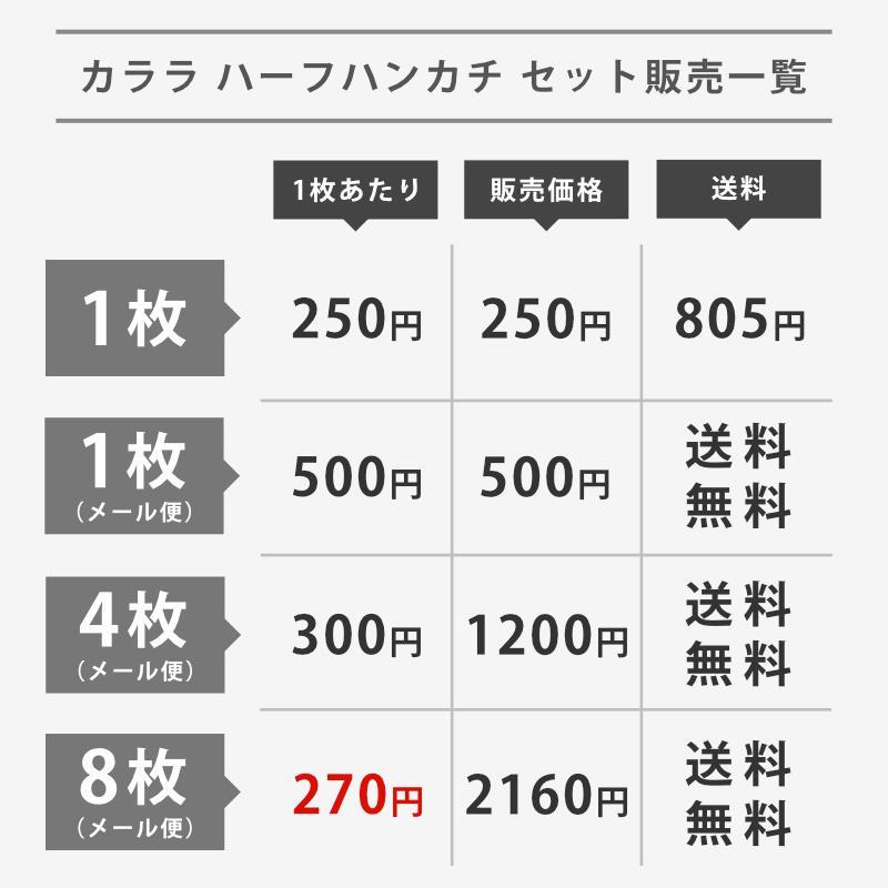 今治タオル ハーフハンカチ 4枚セット set 11×22cm 今治産 綿100％ 薄手 薄い スリム ハンドタオル カララ メール便｜futon｜13