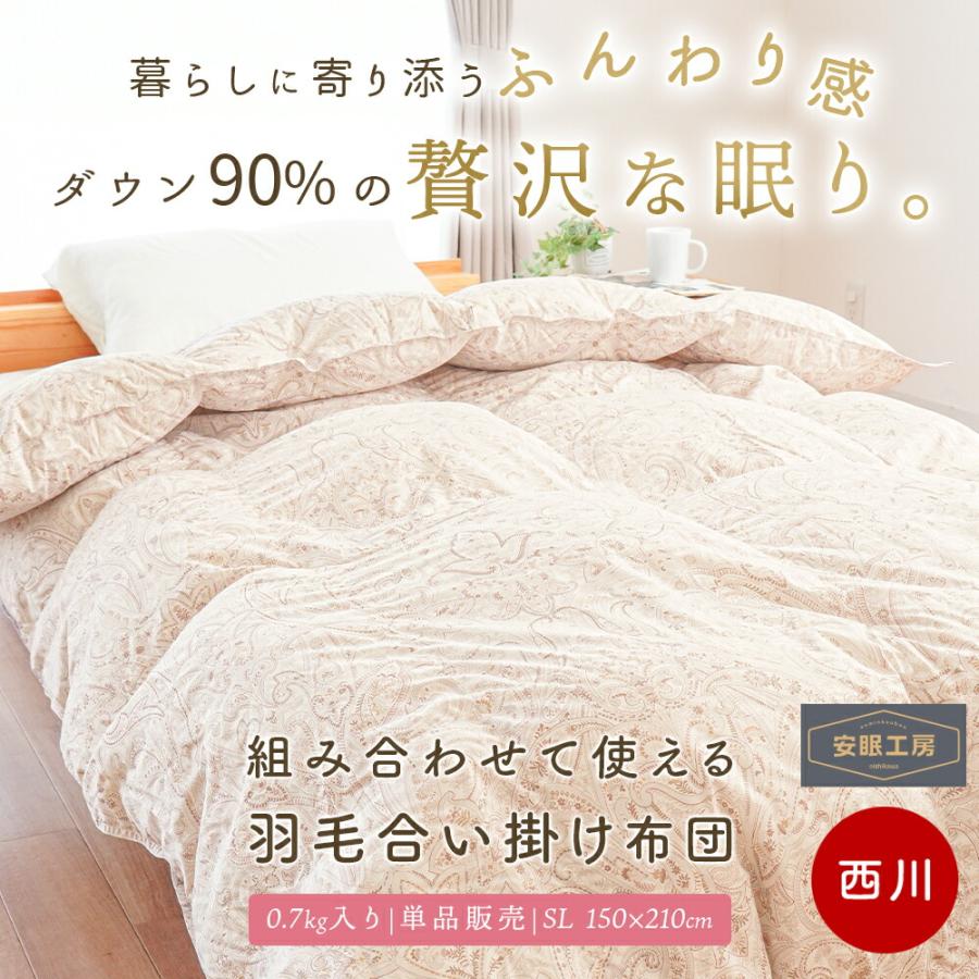 西川 羽毛合掛け布団 シングル シングルロング ホワイトダック