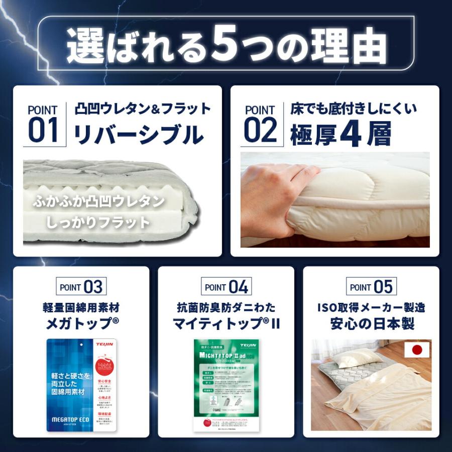 敷布団 シングル 極厚 日本製 高反発 リバーシブル 厚み11cm