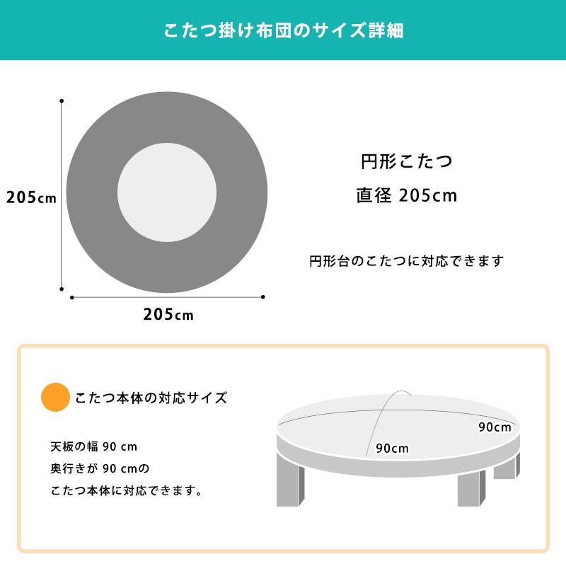 円形こたつ掛け布団 丸型 直径205cm 暖かフランネル アニマル柄 ひつじ