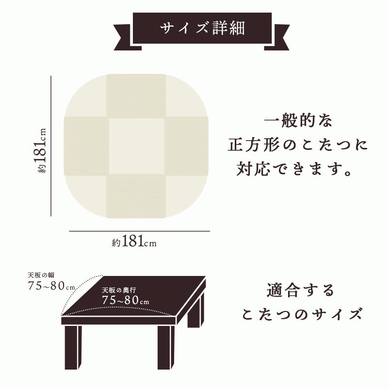 こたつ布団 正方形 省スペース ねこ柄 フランネル＆シープ調ボア