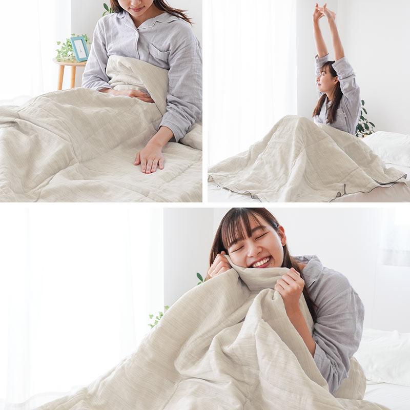 ロマンス小杉 麻リネン＋二重ガーゼ肌掛けふとん シングル　ベージュ ロマンス小杉 麻リネン＋二重ガーゼ肌掛けふとん シングル ベージュ