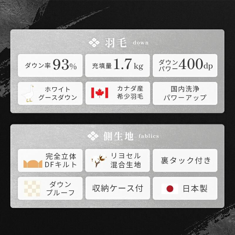 羽毛布団 ダブル カナダ産グースダウン93% 1.7kg 400dp 日本製 羽毛布団 ダブル カナダ産グースダウン93% 1.7kg 400dp 日本製