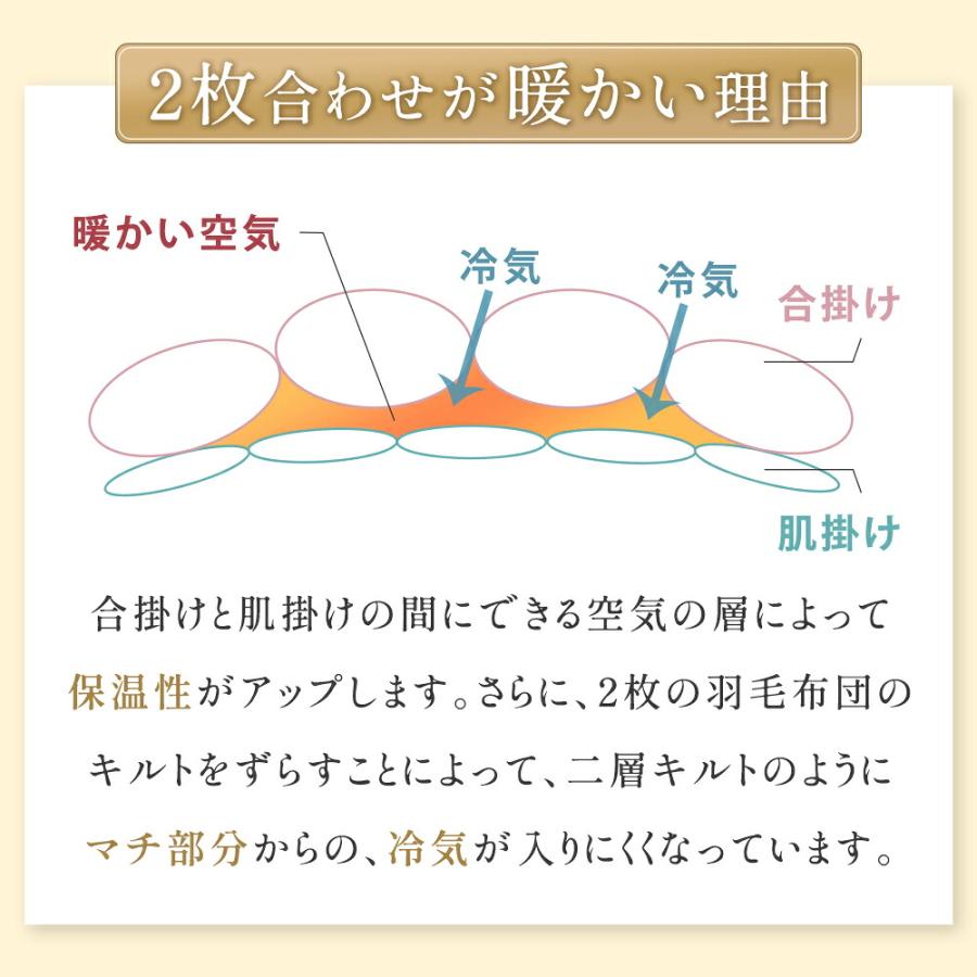 羽毛布団 ダブル 日本製 ダウン85% 2枚合わせ羽毛掛け布団 オール