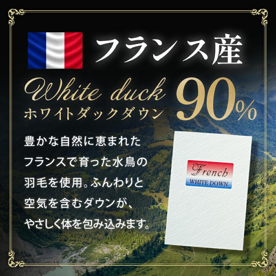 羽毛布団 ダブル 日本製 フランス産ダウン90％ 1.3kg 立体キルト 国内